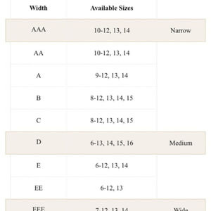 allen edmonds shoe width chart
